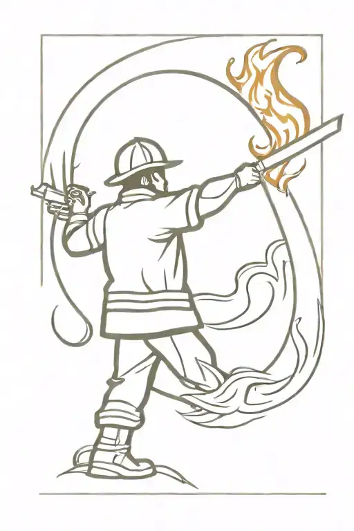 Firefighter Battling Flames Symbolizing Strength And Resilience