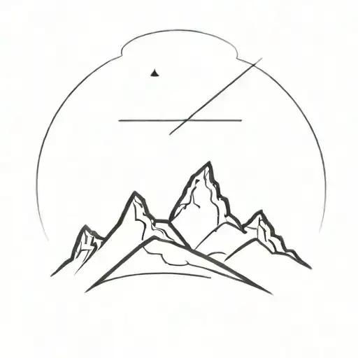 Tattoo Representing The Relief Of Three Mountain Needles With A Simple Line