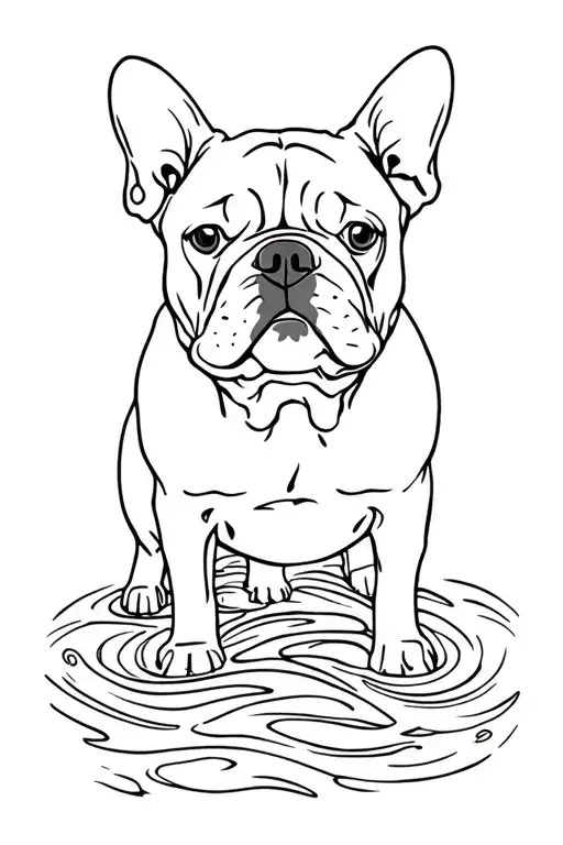 French Bulldog With Water Waves