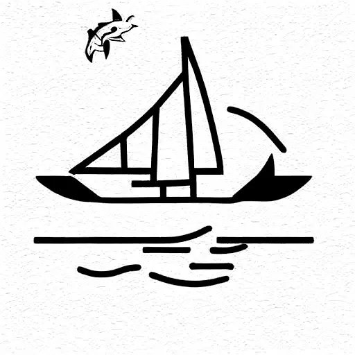 Shark Jaw With Boat In Center