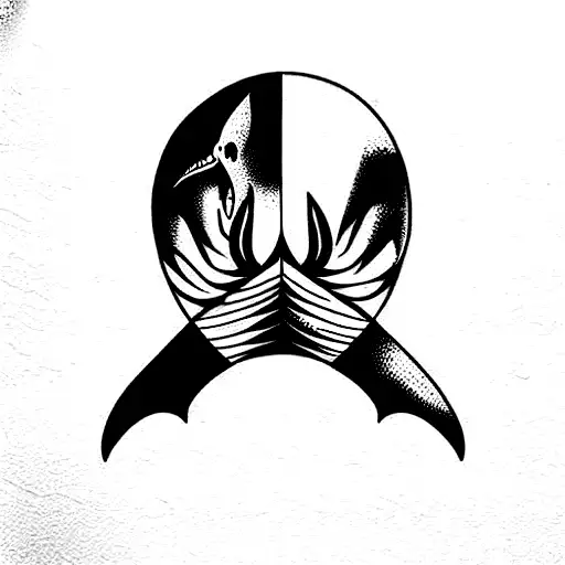 Shark Jaw Skull With Boat In Center