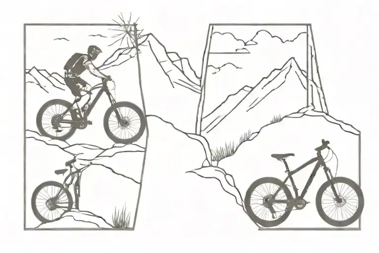 2 Mountain Bikes Going Up Winding Trail On A Mountain