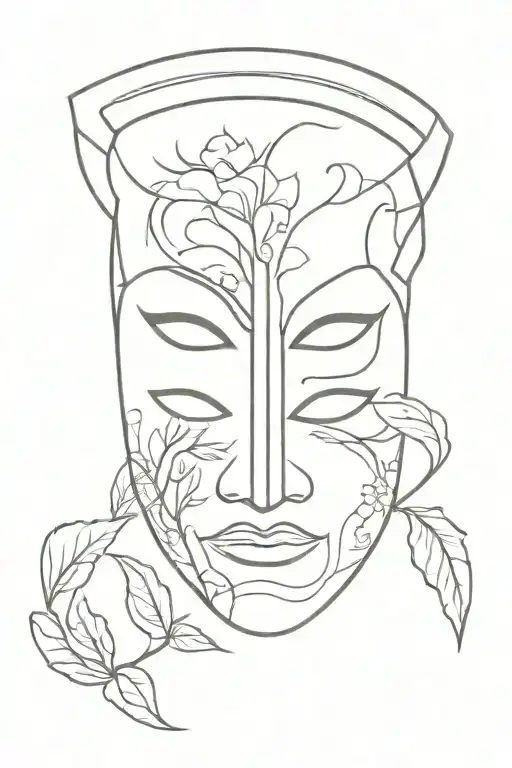 A Minimalist Theater Mask Design Incorporating Elements Of Nature