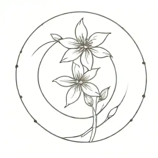 Jasmin Flower Tattoo Geometric Design Logo In Circle