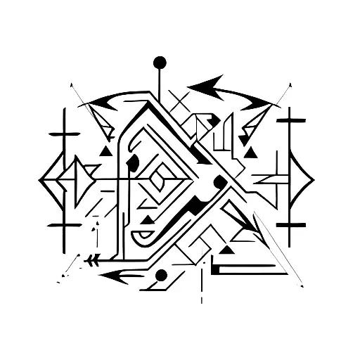 Abstract Arrow In A Line With Symbols