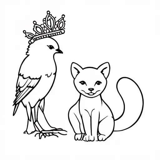 Magpie Wearing A Dainty Tiara And A Playful Cub