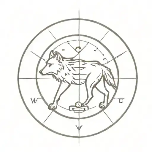 Alone Wolf Tattoo With A Compass