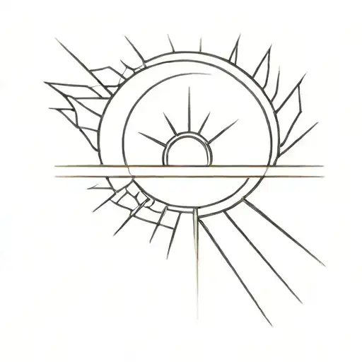 An Abstract Half Sun With Beams Of Light