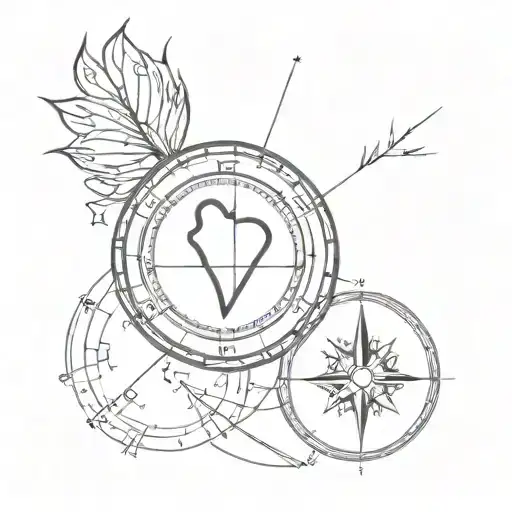Split Heart And Brain Over Compass