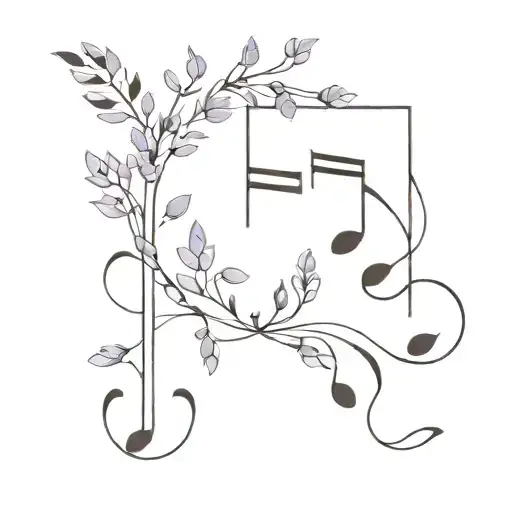 An Abstract Tattoo Design Inspired By Music Notes And Lavender Flowers