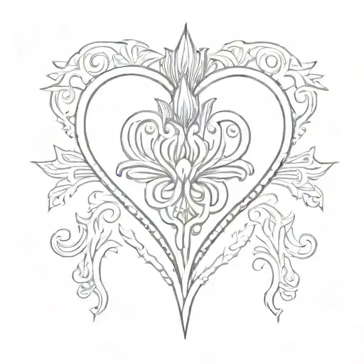 Create A Fine Line Sacred Heart Design With Intricate Lace-like Details