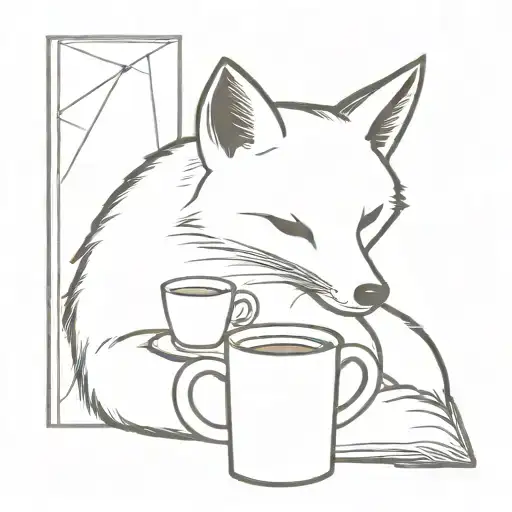A Fox Drinking Coffee While Reading A Book Open In Front