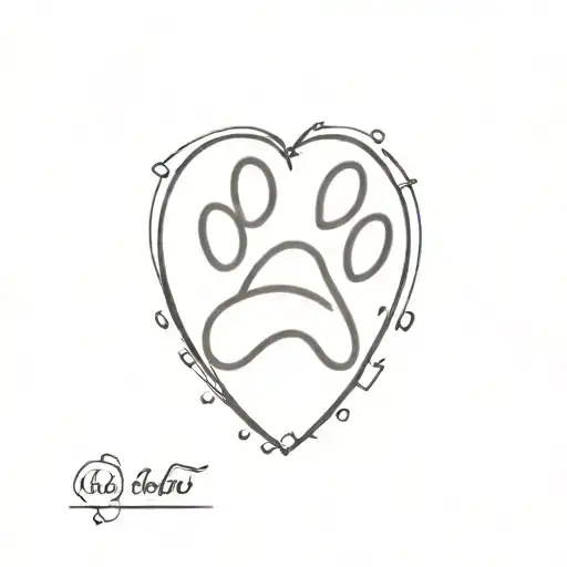 Dog Heart Paw Print Initials Mb