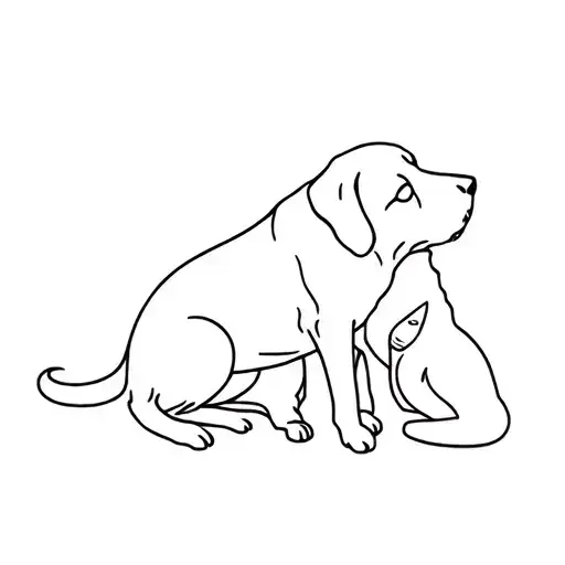 Labrador Dog And Cat Playing