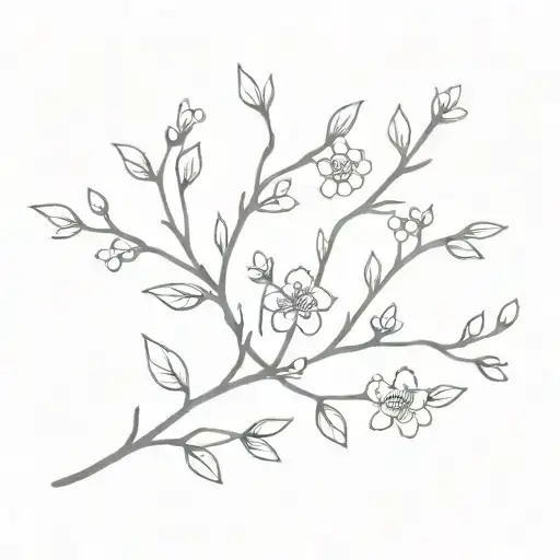 A Branch With Little Flowers And Leaves