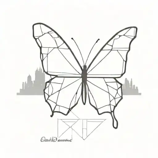 A Geometric Butterfly Design With The Skyline Of Buenos Aires And New York In The Background