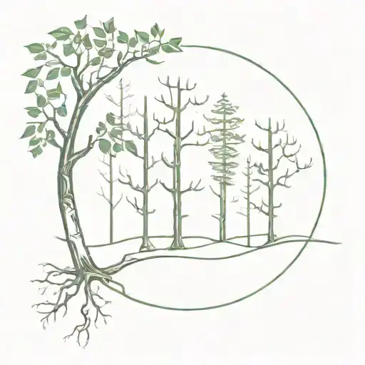 A Serene Forest Landscape With A Hidden Message Of Freedom Intertwined In The Trees And Branches