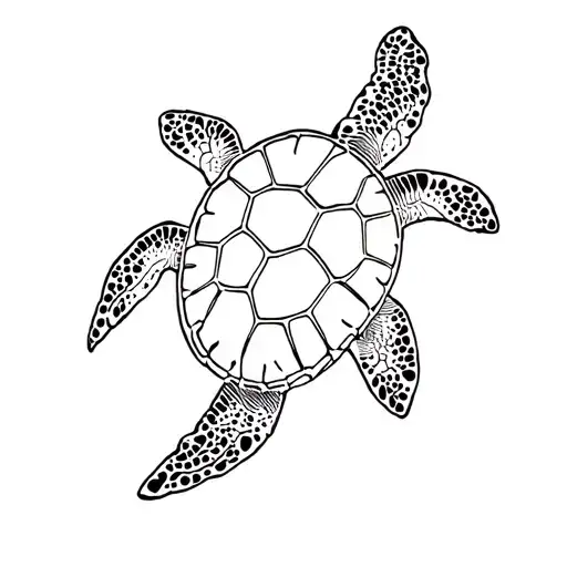 Hawaiian Drawing Of A Sea Turtle Swimming