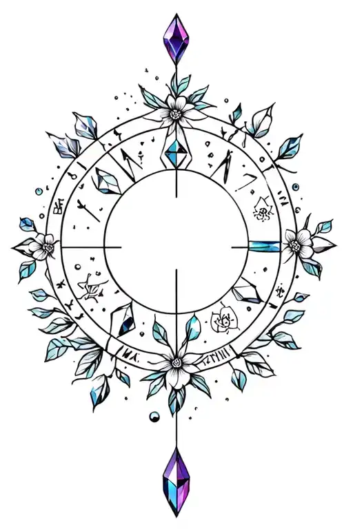 Zodiac With Crystals And Floral