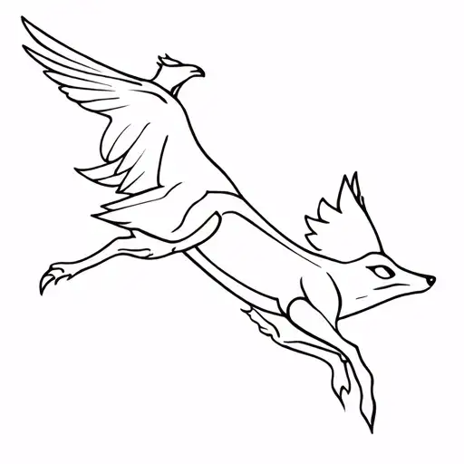 Flying Crow And Running Fox