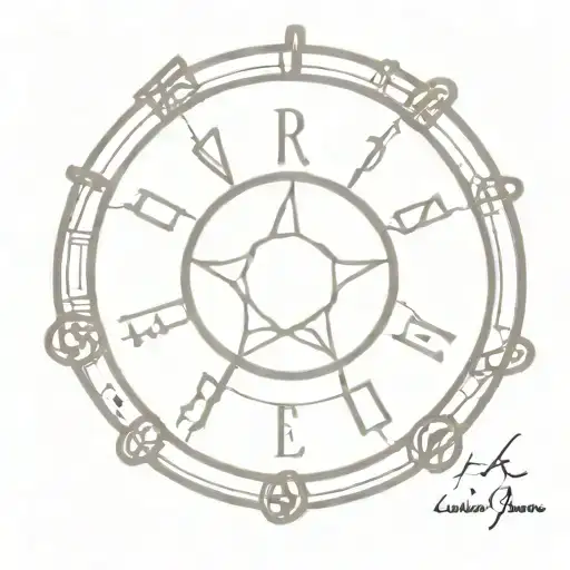 A Minimalist Tattoo Of A Steering Wheel With R&b Music Notes Intertwined In The Design