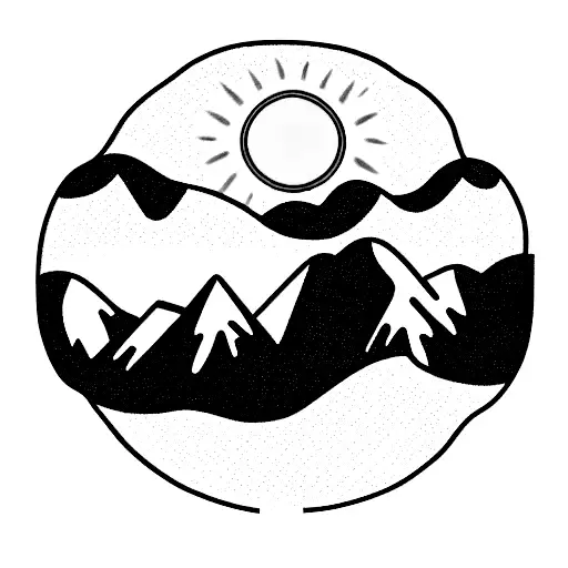 Mountian Range With Sun