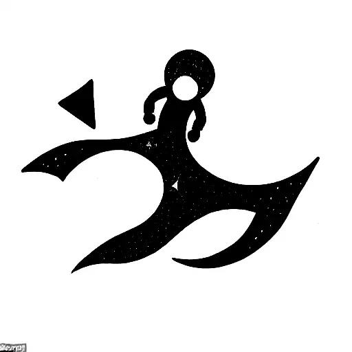 Small Tattoo Of Lost In Space Astronaut Reaching For The Crescent Moon Made With Just Lines