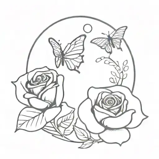 Moon Rose And Butterfly