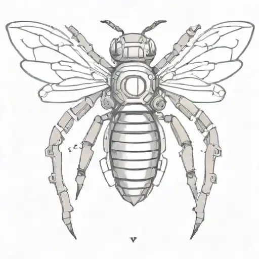 Create A Tattoo Featuring A Mechanical Bee Surrounded By Circuitry And Gears