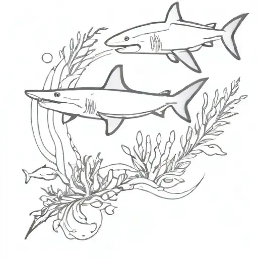 An Abstract Representation Of A Shark Swimming Through A Coral Reef