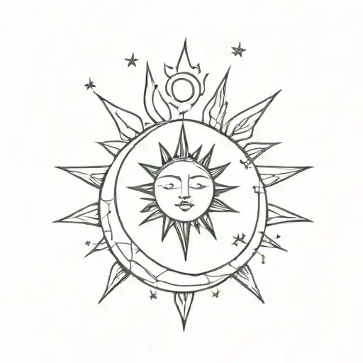 Men Sun And Female Moon Surrounded