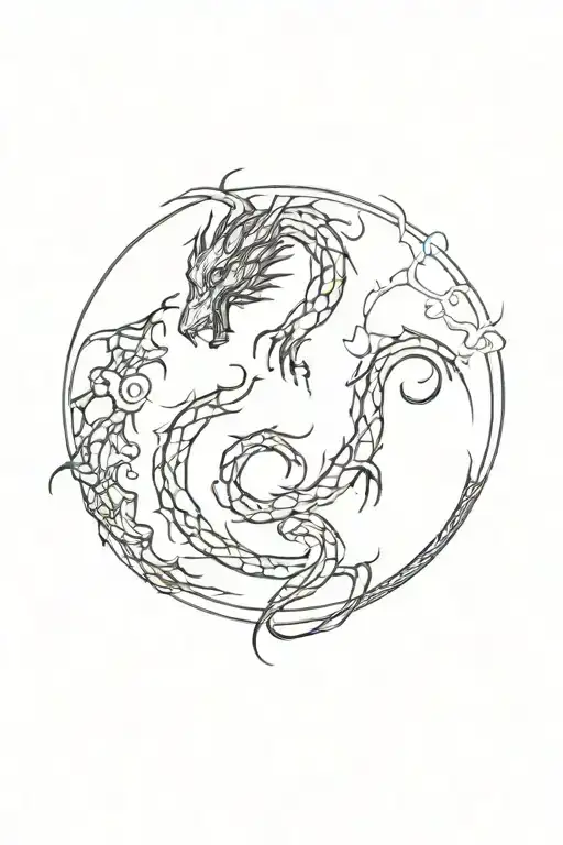 Incorporate Musical Notes Into A Minimalist Design Of A Dragon