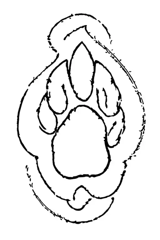 Hoof Print And Dog Paw