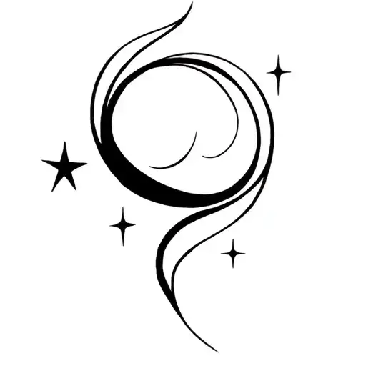 Medusa Semi Colon And Stars Flowing Lines