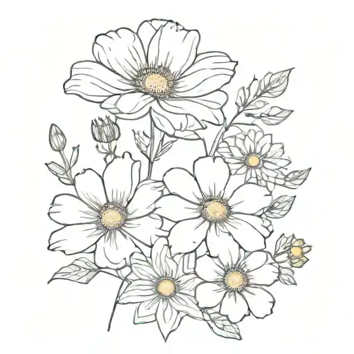 Cosmea And Daisy Combined