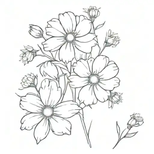The Birthflowers Cosmea And Daisy Combined Together