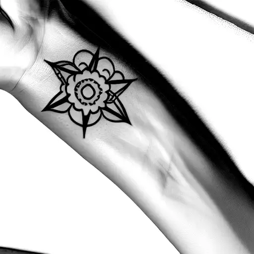 Femenine Bracelet With Flowers And Geometric Patterns