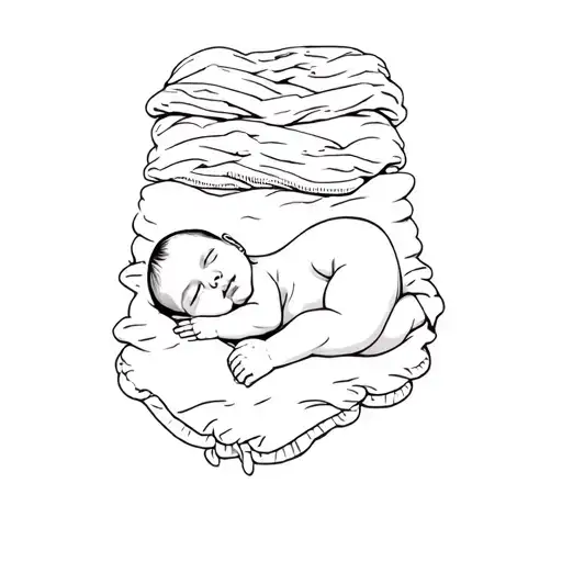 A Baby Sleeping On A Blanket