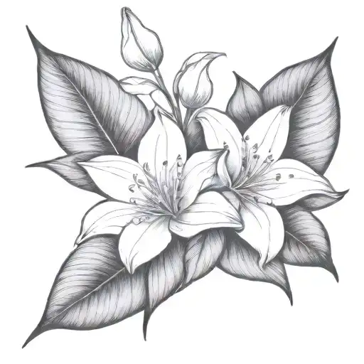 Gardenia And 1 Lily Flower Intertwined