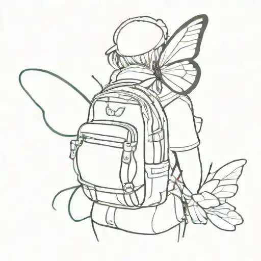 Backpacker Freedom With Butterfly