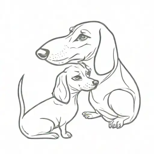 Mom And Baby Dachshund