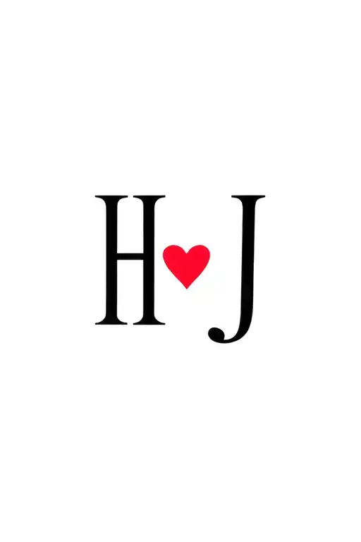 H And J Initial With Heart In The Middle