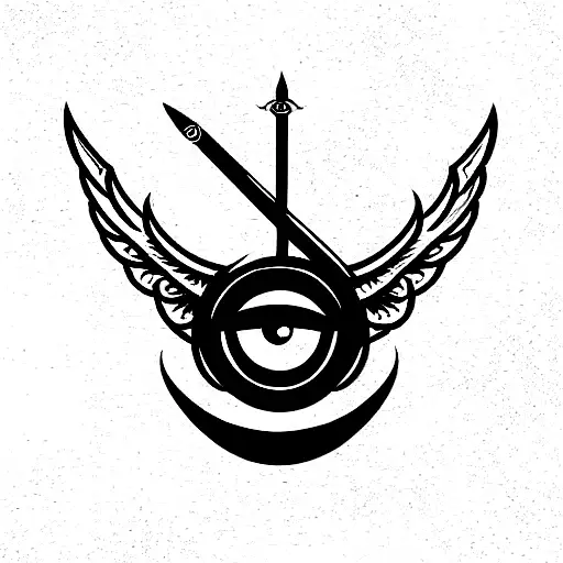 Third Eye In Sword With Wings