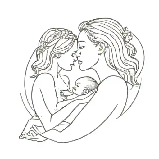 Mother And Baby And Date