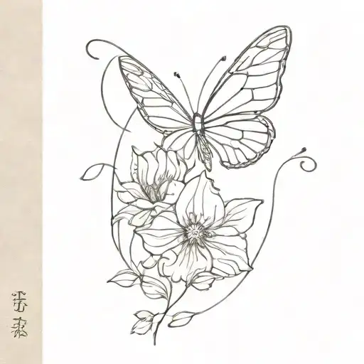 July Birth Month Flower And Butterfly Flying