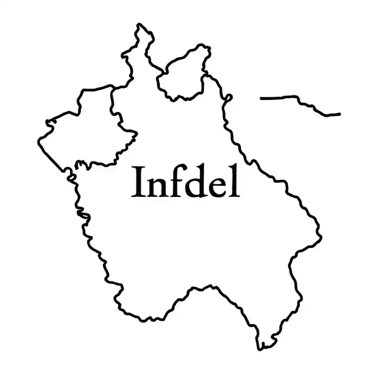Outline Of Iraq With The Word Infidel In The Outline