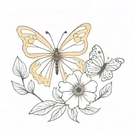 July Birth Flower And Butterfly