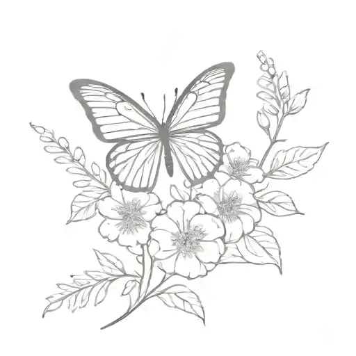 July Birth Flower And Butterfly