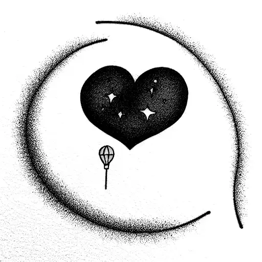 A Heart Baloon Flooting To The Moon