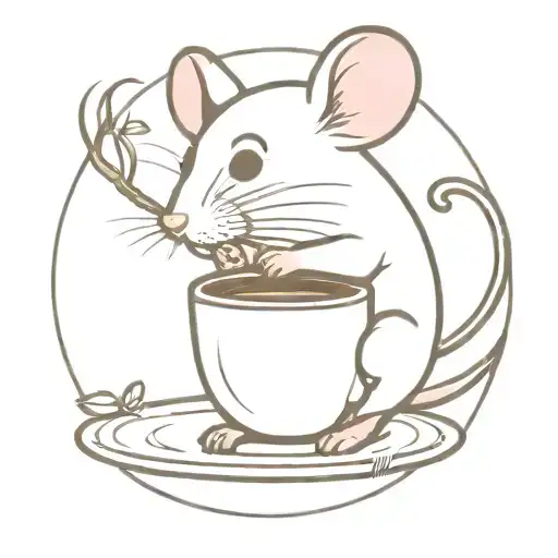Little Cute Mouse Who Drink Coffe